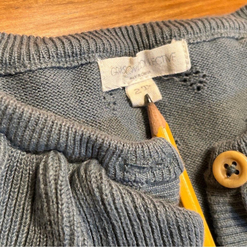 Gray-Blue Cardigan Ruffled Sweater - Picture 7 of 7